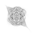 A geometric design representing the hustle and flow of life intertwined with spiritual symbols tattoo design idea