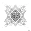 A geometric design representing the hustle and flow of life intertwined with spiritual symbols tattoo design idea