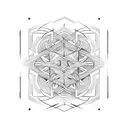 A geometric design representing the hustle and flow of life intertwined with spiritual symbols tattoo design idea