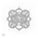 A geometric design representing the hustle and flow of life intertwined with spiritual symbols tattoo design idea