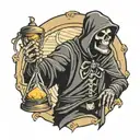 grim reaper holding hour glass with sand  tattoo design idea