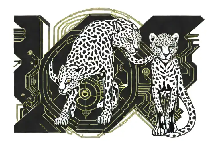 Cheetah hunting tattoo design idea