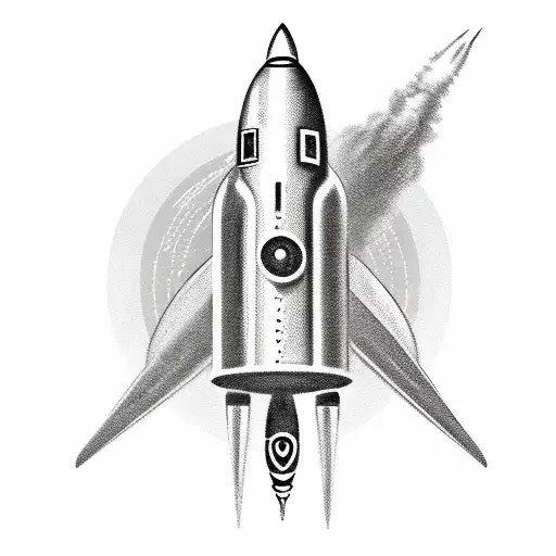 1950s sci-fi style rocket tattoo design idea