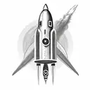 1950s sci-fi style rocket tattoo design idea
