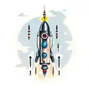 1950s sci-fi style rocket tattoo design idea