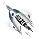 1950s sci-fi style rocket tattoo design idea