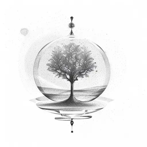 tree with hourglass tattoo design idea