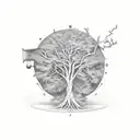 tree with hourglass tattoo design idea