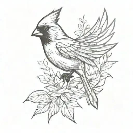cardinal flying tattoo design idea
