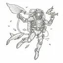 A detailed sketch of a scuba diver surrounded by marine life, capturing the beauty of the underwater world tattoo design idea
