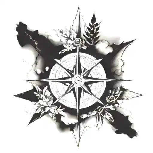 wilderness compass rose tattoo design idea