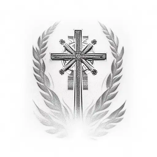 jet flyover memorial cross tattoo design idea