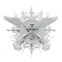 jet flyover memorial cross tattoo design idea