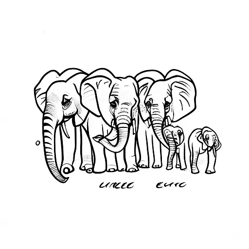 3 elephants in a row tattoo design idea