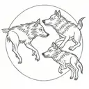 two wolves running around an open circle  tattoo design idea