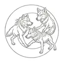 two wolves running around an open circle  tattoo design idea
