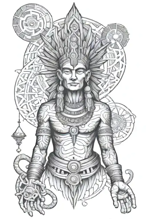 annunaki god with creation tattoo design idea