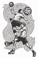 handball player kicking tattoo design idea