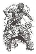 handball player kicking tattoo design idea