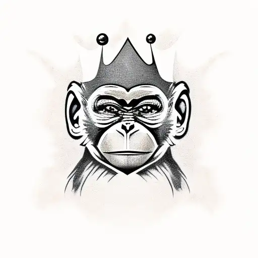 monkey with crown tattoo design idea