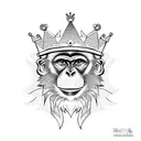monkey with crown tattoo design idea