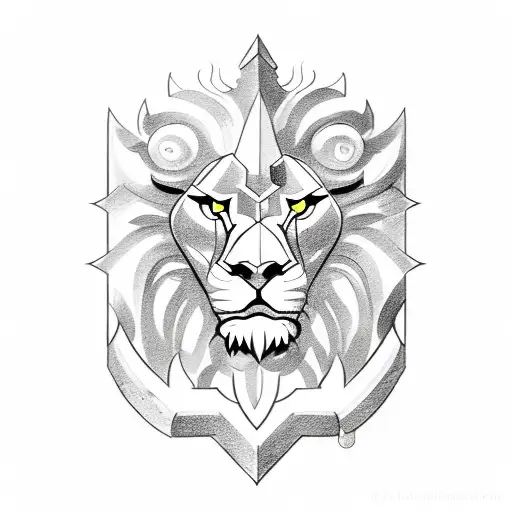 shield, ems, lion, dragon tattoo design idea
