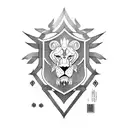 shield, ems, lion, dragon tattoo design idea