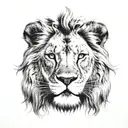 A lion with a third eye on its forehead symbolizing inner strength and intuition tattoo design idea