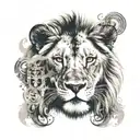 A lion with a third eye on its forehead symbolizing inner strength and intuition tattoo design idea