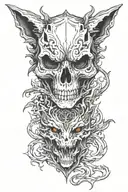 skull dragon wolf surrounded tattoo design idea