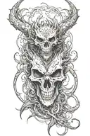 skull dragon wolf surrounded tattoo design idea