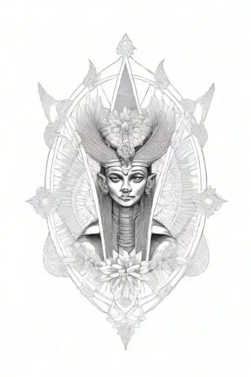 Thoth Egyptian God in front of the flower of life  tattoo design idea
