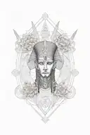 Thoth Egyptian God in front of the flower of life  tattoo design idea