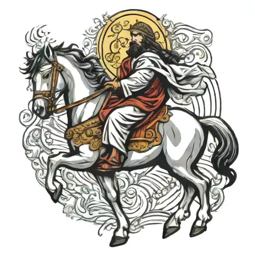 jesus on white horse  tattoo design idea