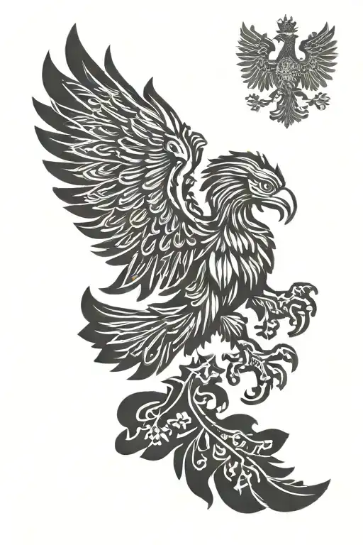 polish eagle Irish tree tattoo design idea