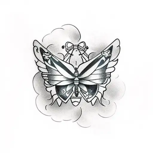 black and gray butterfly  tattoo design idea