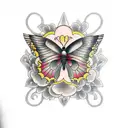 black and gray butterfly  tattoo design idea