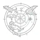 Combine the zodiac symbols of Leo, Pisces, Sagittarius and Taurus. tattoo design idea