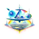 An imaginative new-school spaceship sailing through the cosmos tattoo design idea