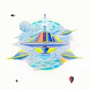 An imaginative new-school spaceship sailing through the cosmos tattoo design idea