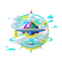 An imaginative new-school spaceship sailing through the cosmos tattoo design idea