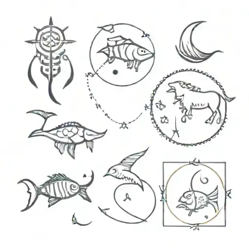 mix of 4 astrological signs: taurus, scorpio, fish and libra tattoo design idea