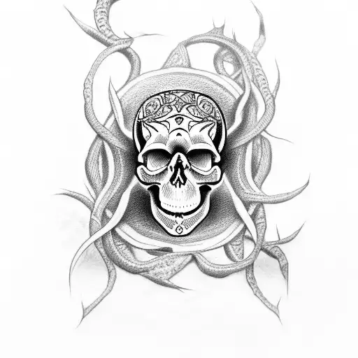 Skull snake tattoo design idea