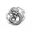 Skull snake tattoo design idea