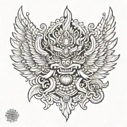 A tattoo template of the Hindu bird god Garuda for the entire right forearm. tattoo design idea