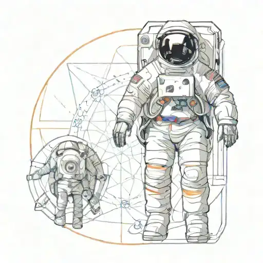 Astronaut combined whit vitruvian man  tattoo design idea