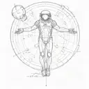 Left half vitruvian man and the right side an astronaut  tattoo design idea
