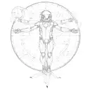 Left half vitruvian man and the right side an astronaut  tattoo design idea