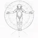 Left half vitruvian man and the right side an astronaut  tattoo design idea