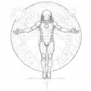 Left half vitruvian man and the right side an astronaut  tattoo design idea